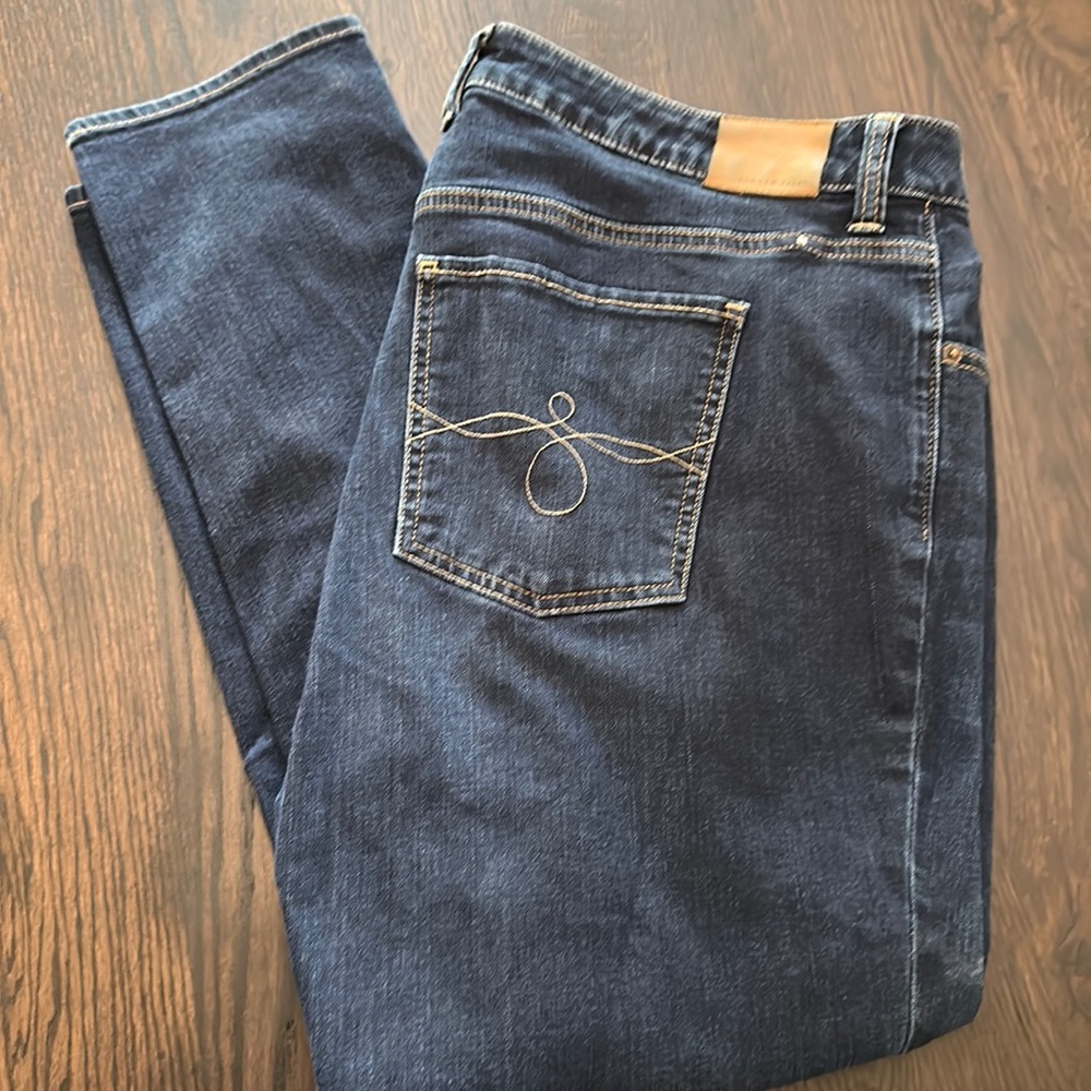 Lucky Brand Women's Skinny Jeans - Dark Blue with Tan Patch